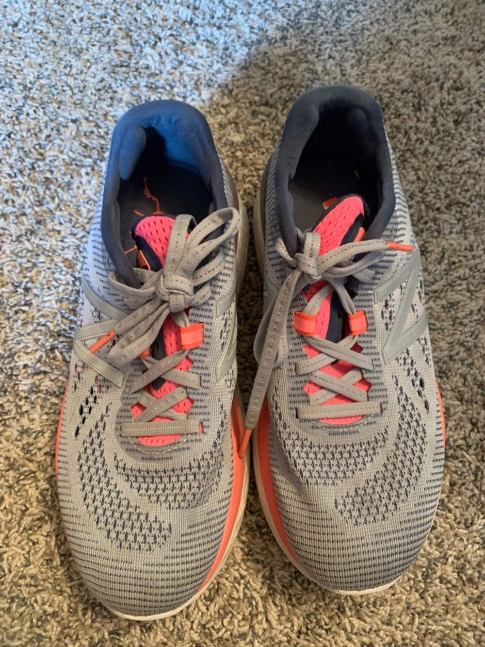 New Balance Gray and Coral Athletic Running Shoes